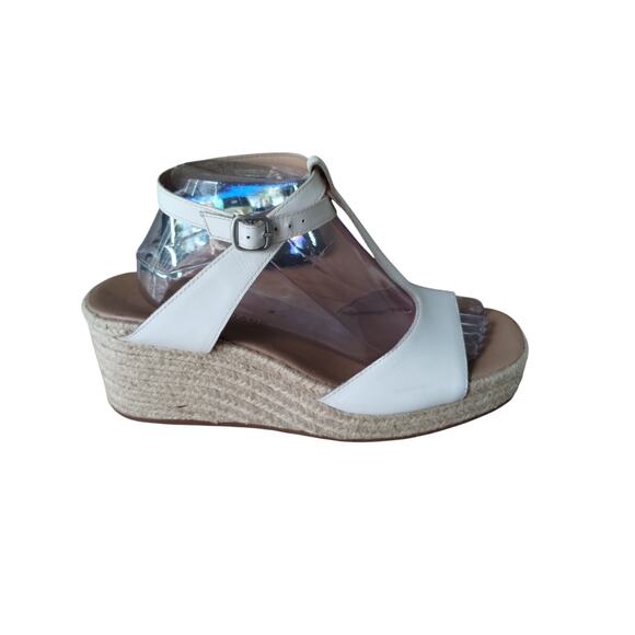 Lucky Brand Women's 9½ White Leather Valki Espadrille Wedge Ankle Strap‎ Sandals - Picture 8 of 13